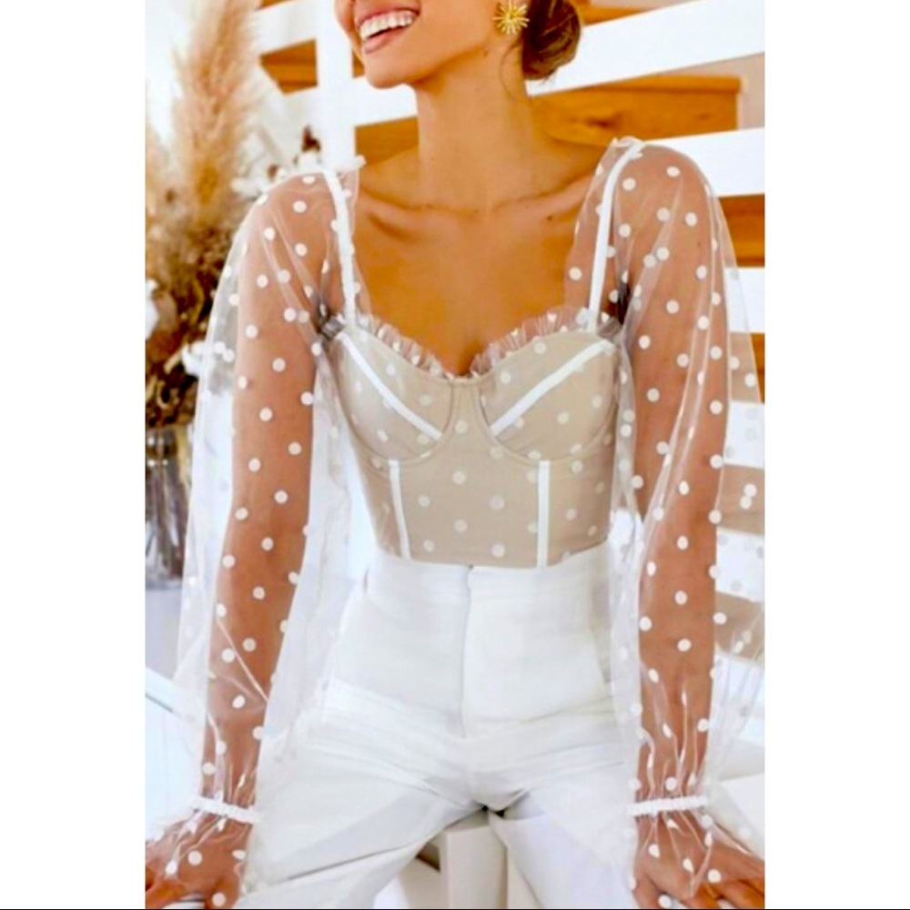 Beautiful Halo sheer polka dot crop top, NBW, NWT
